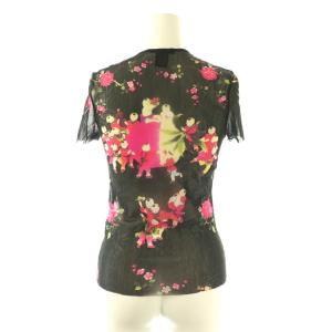 VIVIENNE TAM 唐子×ボタンパワーネットトップス Tシャツ カットソー 半袖 0 ピンク 黒 ブラック 015-110492