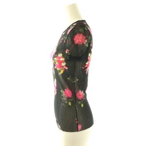 VIVIENNE TAM 唐子×ボタンパワーネットトップス Tシャツ カットソー 半袖 0 ピンク 黒 ブラック 015-110492