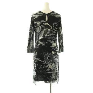 VIVIENNE TAM ドラゴンパワーネット巻きワンピース 38 グレー ブラック 08175041