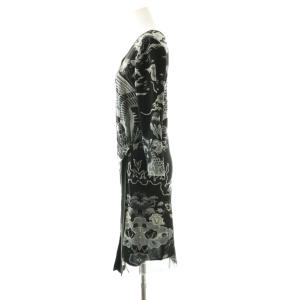 VIVIENNE TAM ドラゴンパワーネット巻きワンピース 38 グレー ブラック 08175041