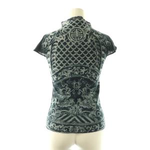 VIVIENNE TAM 90s ドラゴンパワーネットトップス Tシャツ カットソー 半袖 ハイネック 0 紺 ネイビー 015-210100