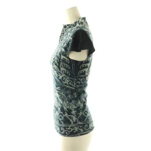 VIVIENNE TAM 90s ドラゴンパワーネットトップス Tシャツ カットソー 半袖 ハイネック 0 紺 ネイビー 015-210100