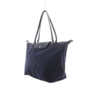 Longchamp ル プリアージュ トートバッグ ネイビー 無地 ハンドル付き フラップ付き /RI OS
