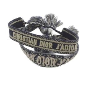 Christian Dior オブリークコットン ミサンガ ブレスレット ネイビー