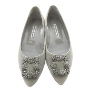 MANOLO BLAHNIK ハンギシ フラットパンプス 37 グレー