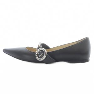 JIMMY CHOO ビジュー ストラップ ポインテッドトゥ フラットパンプス 36.5 黒 ブラック /SR