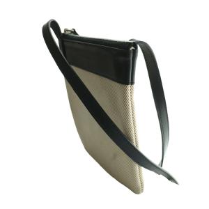 BVLGARI ミニショルダーバッグ ポシェット キャンバス×レザー アイボリー 黒 ブラック /SS OS OH