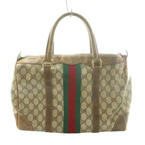 GUCCI オールド Old シェリーライン ミニボストンバッグ ハンド GG柄 PVC マルチカラー グレー 茶
