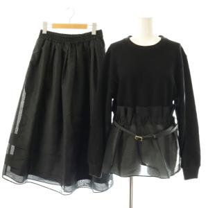 25AW 2点セット 2WAYニットセットアップワンピース セーター フレアスカート 36 ブラック /DO