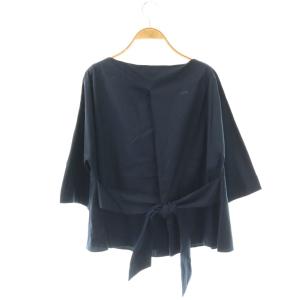 JIL SANDER タックトップス ブラウス 七分袖 34 ネイビー /DO OS