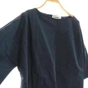 JIL SANDER タックトップス ブラウス 七分袖 34 ネイビー /DO OS
