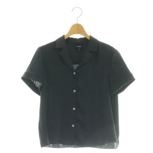 24SS CRUSHED ATIN SS CAMP SHIRT NP シャツ ブラウス サテン S ネイビー