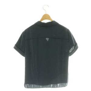 Theory 24SS CRUSHED ATIN SS CAMP SHIRT NP シャツ ブラウス サテン S ネイビー
