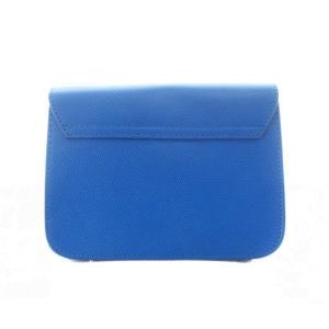FURLA メトロポリス ショルダーバッグ レザー 本革 青 フラップ開閉 ロゴ金具 /RI OS