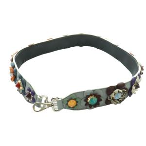 FENDI ショルダーストラップ フラワーモチーフ マルチカラー ライトブルー 白 ホワイト /SS OS OH