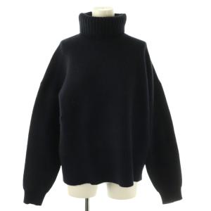 24AW ウォッシャブルファーリーダブルフェイスタートルニット セーター ネイビー /DF OS
