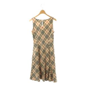 BURBERRY BLUE LABEL ノバチェック ノースリーブワンピース 膝丈 38 ベージュ /NR OS