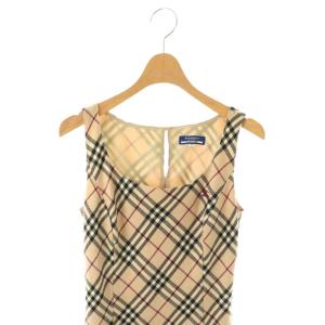 BURBERRY BLUE LABEL ノバチェック ノースリーブワンピース 膝丈 38 ベージュ /NR OS