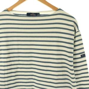 SAINT JAMES ボーダー長袖カットソー ボートネック LXL ホワイト ブルーグレー /DO OS