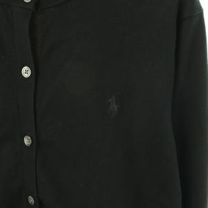 POLO RALPH LAUREN 近年モデル クルーネックカーディガン ニット L ブラック /DF OS