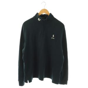 × NY YANKEES ハーフジップ ロングスリーブ プルオーバー スウェット 長袖 L 紺 /NR