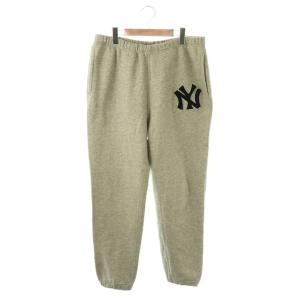 × NY YANKEES スウェット パンツ 裏起毛 イージー M グレー /NR OS