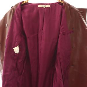 23区 レザー ダブル ロングコート 牛革 ベルト付き 38 レッド /DF OS