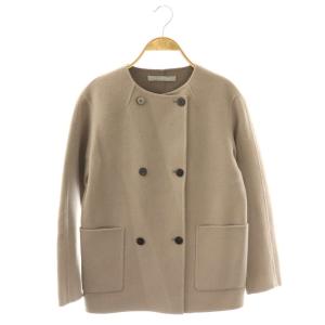 NEW MOTION CASPIA STR コート アウター ノーカラー ダブル カシミヤ混 32 モカ