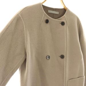 theory luxe NEW MOTION CASPIA STR コート アウター ノーカラー ダブル カシミヤ混 32 モカ