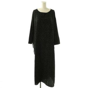 24SS ドットワンピース 長袖 ロング F 黒 白 /NR OS
