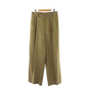 25SS リネン2タックパンツ ワイド 38 カーキ /HK OS