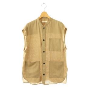 24AW ソフトスムース スリーブレスベスト リネン混 F ベージュ /HK OS