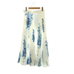 ENFOLD 26SS PLEATS SKIRT 36 ホワイト ブルー
