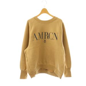 バックジップ ロゴプリントスウェット トレーナー 裏起毛 ベージュ /CX OS