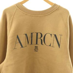 AMERICANA バックジップ ロゴプリントスウェット トレーナー 裏起毛 ベージュ /CX OS