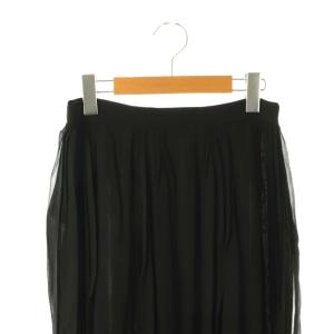 GUCCI シルクシフォンプリーツスカート フレア 40 ブラック 398545 /DO OS SH