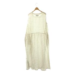 Vlas Blomme チェックリネンノースリーブワンピース F ホワイト 13212065