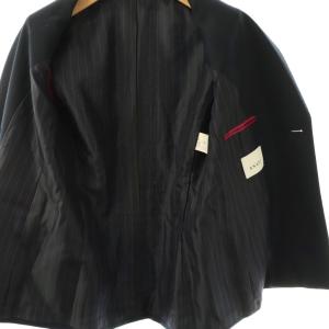 ANAYI ウールオックスダブルストライプ裏ジャケット 36 ネイビー