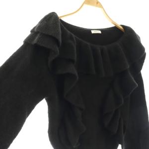 FRAY I.D ラッフルニット セーター ウール F ブラック オフショルダーネック 長袖 /OKOS