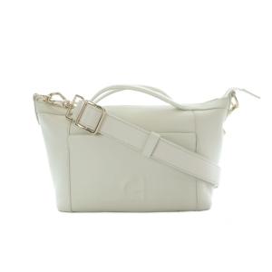 2way ショルダーバッグ ハンドバッグ レザー 白 ホワイト ゴールド金具 /RI OS