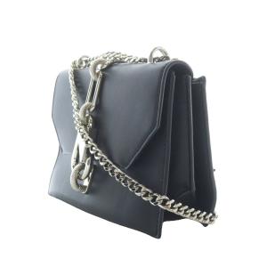 CHARLES & KEITH CHARLES&KEITH チャールズ&キース メタリックアクセントターンロッククロスボディ ショルダーバッグ 黒 ブラック レザー チェーン /RI