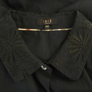 DAKS カットワーク シャツ 七分袖 切替 40 ブラック /HK OS