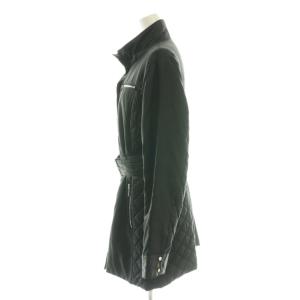 Aquascutum 裏地チェック キルティング コート アウター スタンドカラー ブラック /CX OS