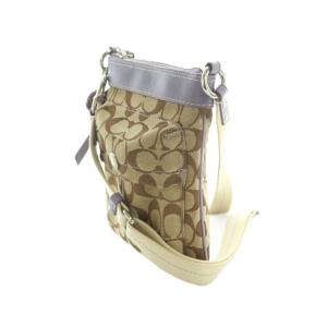 COACH シグネチャーショルダーバッグ キャンバス ベージュ 紫 7082 /MI OS