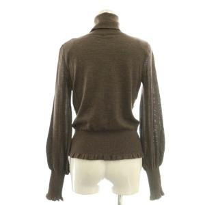 FOXEY BOUTIQUE カシミヤ シルク混 タートルネック ニット フリル 38 ブラウン 24202 /MY OS