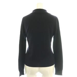 FOXEY SP品 ウール 長袖 ポロニット セーター 40 ネイビー 34856