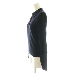 FOXEY SP品 ウール 長袖 ポロニット セーター 40 ネイビー 34856
