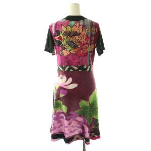 Desigual 総柄 半袖ワンピース ひざ丈 M マルチカラー /DF OS