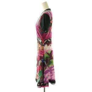 Desigual 総柄 半袖ワンピース ひざ丈 M マルチカラー /DF OS