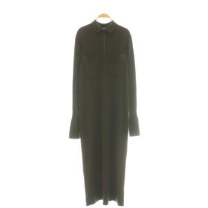 24AW フロントホックロングニットワンピース リブ M ブラウン /CX OS